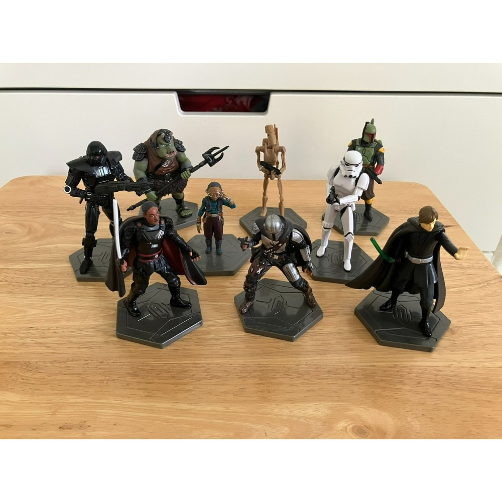 Disney Star Wars Play Figures Mandalorian Boba Fett Skywalker Moff Gideon Lot 9 - Picture 1 of 6
